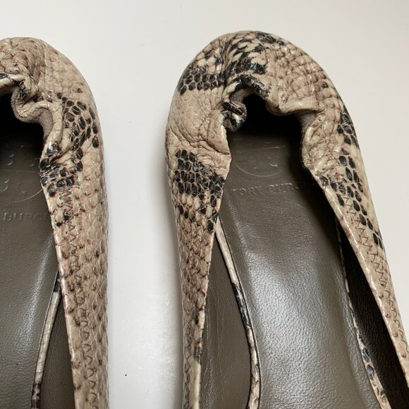 Tory Burch Snake Embossed Leather Ballet Flats - Picture 7 of 9
